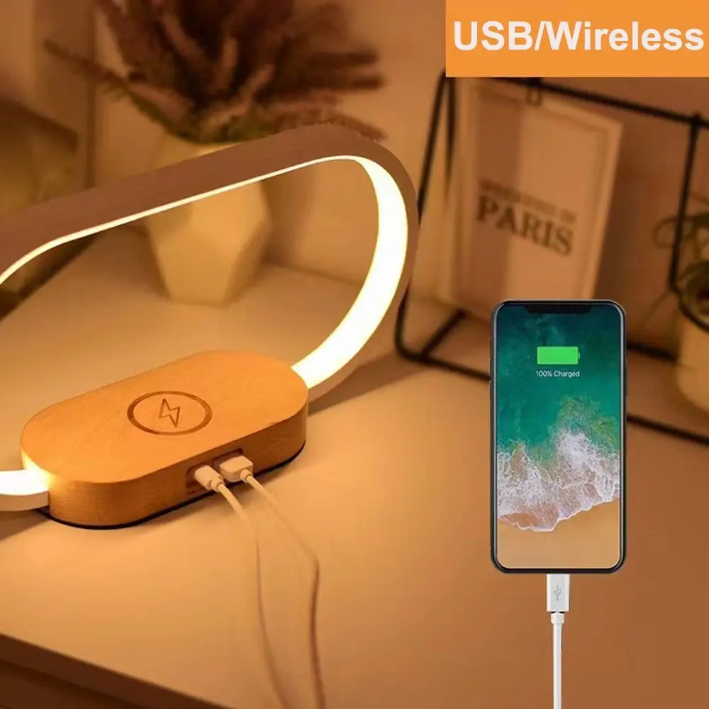 Wooden Night Light Dimmable USB Charging Port for Bedroom Bedside Table Lamp Wireless Charger 5 Colors Touch Control with Clock
Wooden Night Light Dimmable USB Charging Port for Bedroom Bedside Table Lamp Wireless Charger 5 Colors Touch Control with Clock