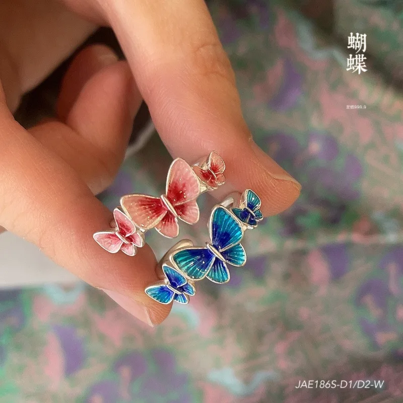 999.9 Enamel Butterflies Three-Layer Open Fashion Design Silver Ring
999.9 Enamel Butterflies Three-Layer Open Fashion Design Silver Ring