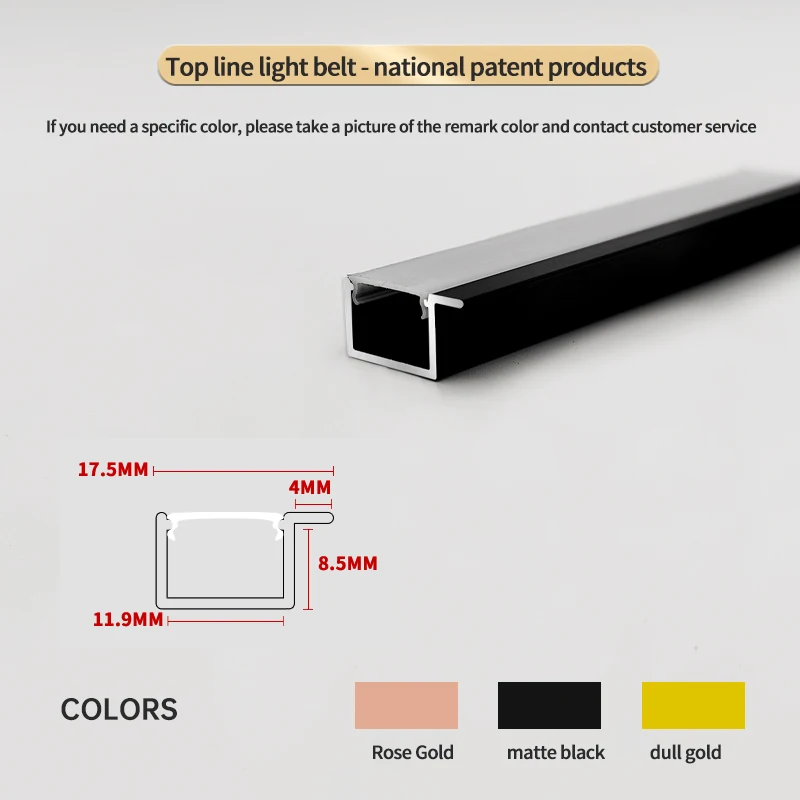 Aluminum alloy 18mm skirting line, with light wall light, background wall side light strip. Glow down the decorative thread
Aluminum alloy 18mm skirting line, with light wall light, background wall side light strip. Glow down the decorative thread