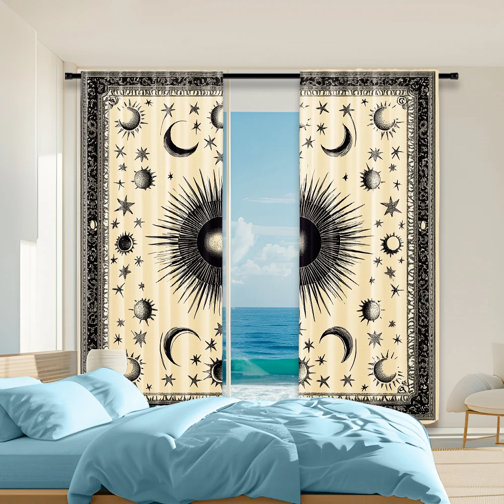 2Pcs Bohemian Moon Sun Window Curtain Vintage Star Design Polyester Material Rod Pocket Drapes For Bedroom Living Room
2Pcs Bohemian Moon Sun Window Curtain Vintage Star Design Polyester Material Rod Pocket Drapes For Bedroom Living Room