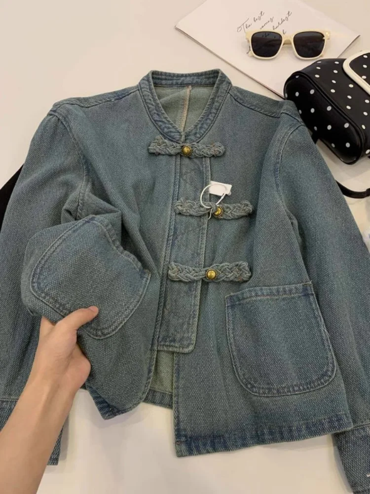 Korobov Chinese Style Jackets Irregular Disc Buckle Women's Clothing Roupas Femininas Denim Coat New Autumn Vintage Fashion Coat
Korobov Chinese Style Jackets Irregular Disc Buckle Women's Clothing Roupas Femininas Denim Coat New Autumn Vintage Fashion Coat