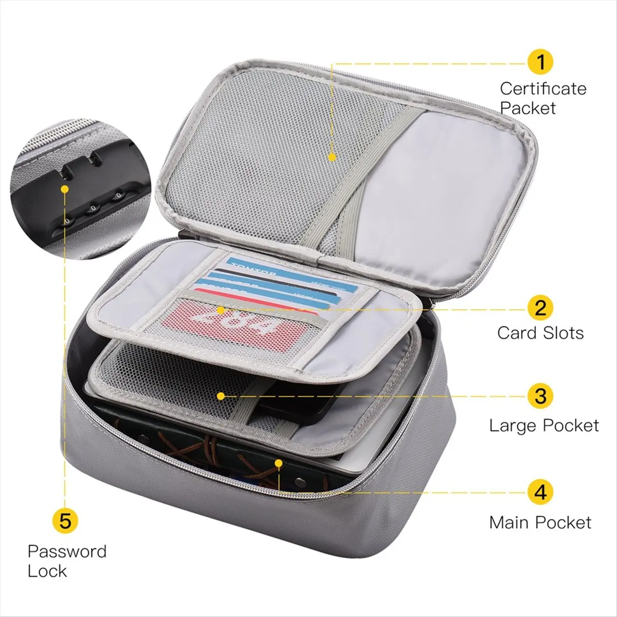 A89X File Document Bag Safety Organizer with 3-Digit Lock Zipper Closure Fire & Water Pouch Multi-Layer Card Case
A89X File Document Bag Safety Organizer with 3-Digit Lock Zipper Closure Fire & Water Pouch Multi-Layer Card Case