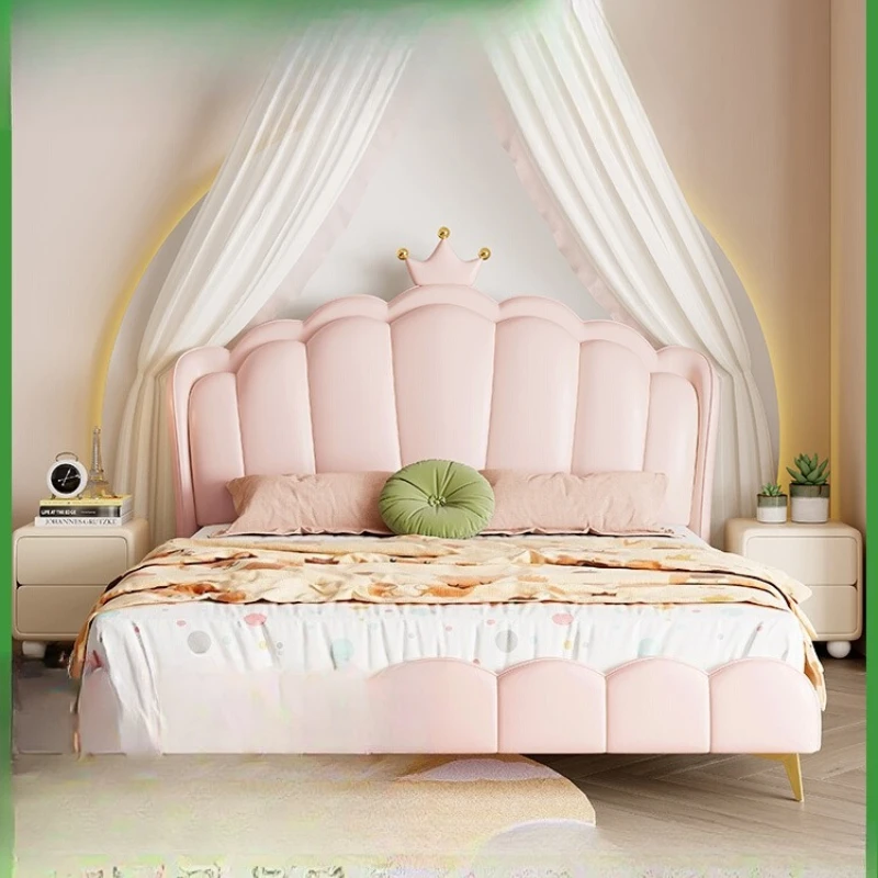 Children's bed girl pink crown princess children's room first layer cowhide light luxury dream castle girls bed
Children's bed girl pink crown princess children's room first layer cowhide light luxury dream castle girls bed
