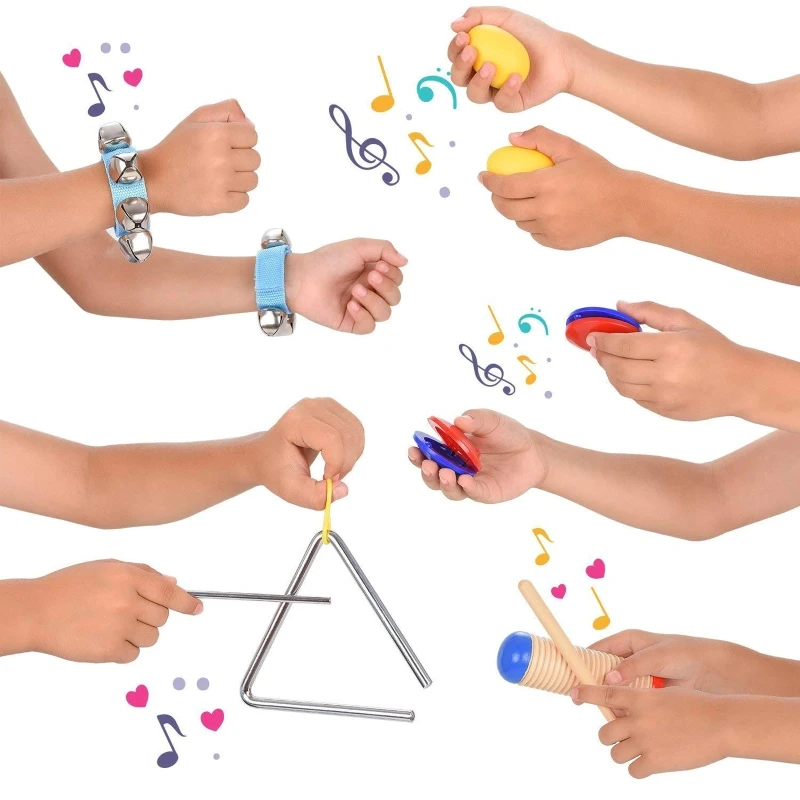 16Pcs Musical Instrument Set for Toddlers Includes Clave Sticks Shakers Tambourine Wrist Bells with Carrying Bag
16Pcs Musical Instrument Set for Toddlers Includes Clave Sticks Shakers Tambourine Wrist Bells with Carrying Bag