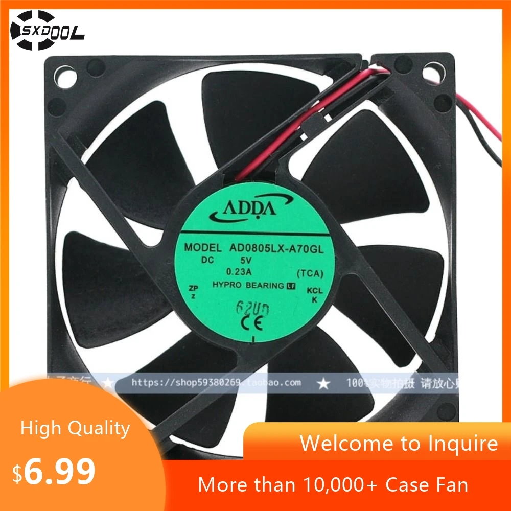 Для ADDA AD0805LX-A70GL 80x80x25 мм 5 В 0,23 А USB-вентилятор, тихий осевой охлаждающий вентилятор постоянного тока
Для ADDA AD0805LX-A70GL 80x80x25 мм 5 В 0,23 А USB-вентилятор, тихий осевой охлаждающий вентилятор постоянного тока