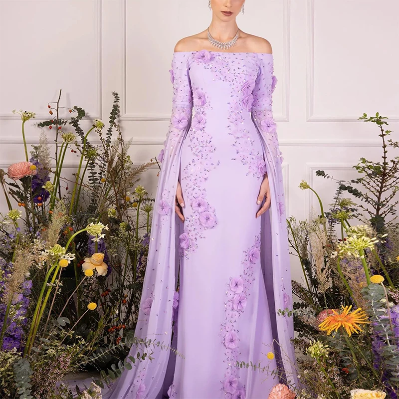 Customized Elegant Purple Off the shoulder Formal Evening Dresses 3D Flowers Beaded Birthday Party Prom Gowns 2025
Customized Elegant Purple Off the shoulder Formal Evening Dresses 3D Flowers Beaded Birthday Party Prom Gowns 2025