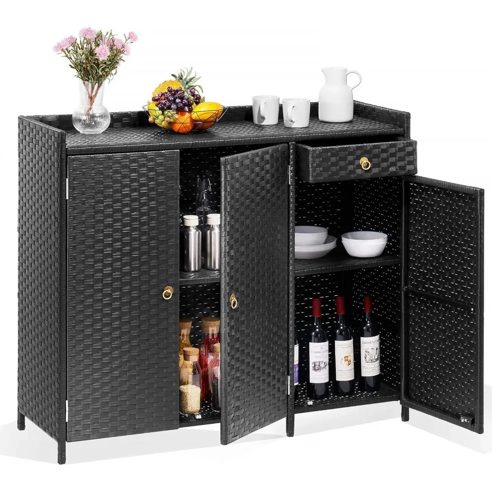 Outdoor Storage Cabinet,Rattan Outdoor Cabinet Storage Weatherproof,Adjustable Shelves & Drawer,Storage Box for Outdoor Cushions
Outdoor Storage Cabinet,Rattan Outdoor Cabinet Storage Weatherproof,Adjustable Shelves & Drawer,Storage Box for Outdoor Cushions