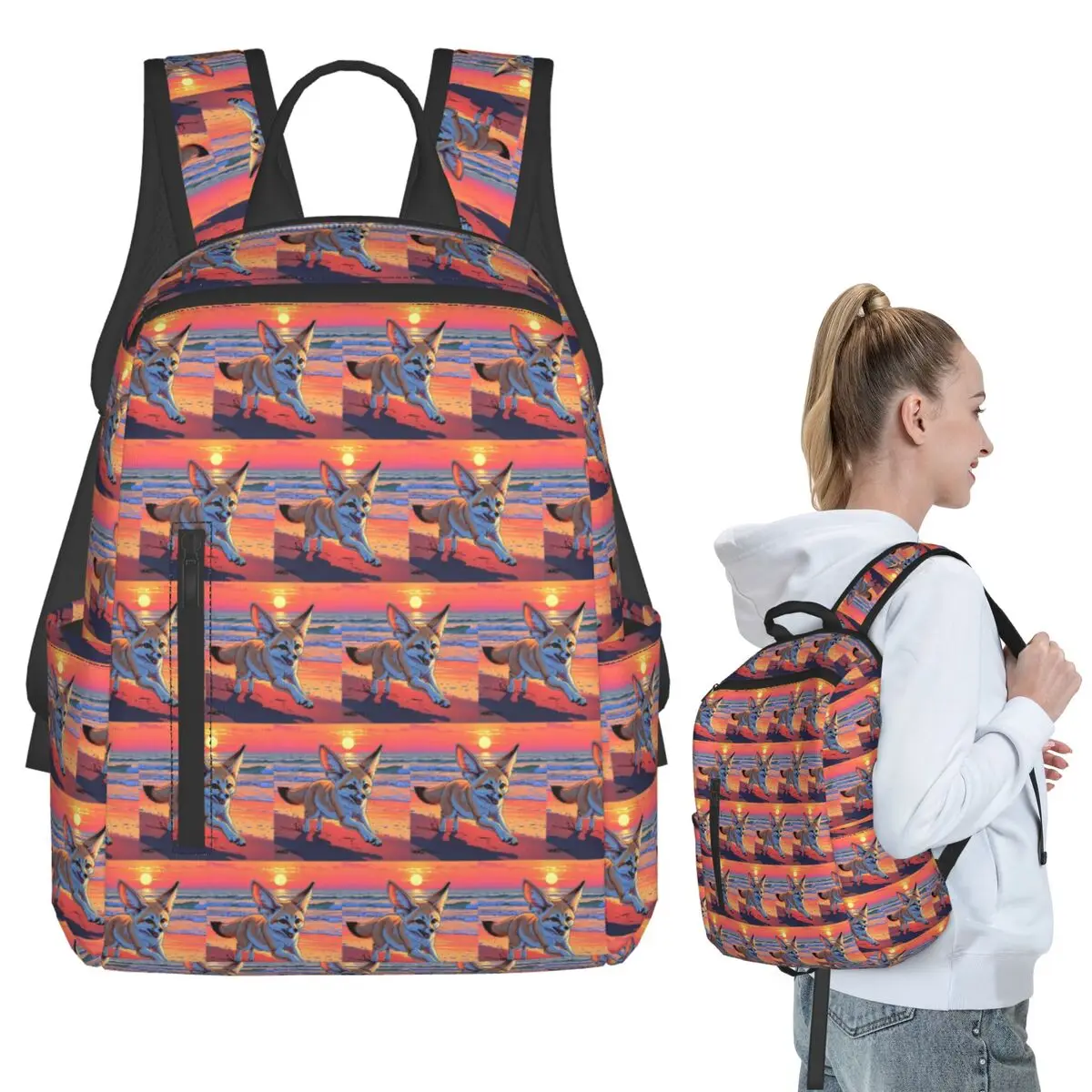 Fennec Fox Sunset Beach Run Backpack Student BookBag Children School Bag Computer Shoulder Bags Men Women
Fennec Fox Sunset Beach Run Backpack Student BookBag Children School Bag Computer Shoulder Bags Men Women