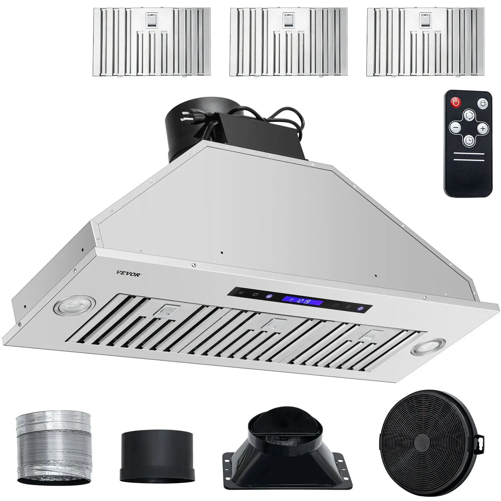 36 Inch Stainless Steel Built-In Kitchen Vent 900CFM 4-Speed Range Hood Touch Remote Control LED Lights Baffle
36 Inch Stainless Steel Built-In Kitchen Vent 900CFM 4-Speed Range Hood Touch Remote Control LED Lights Baffle
