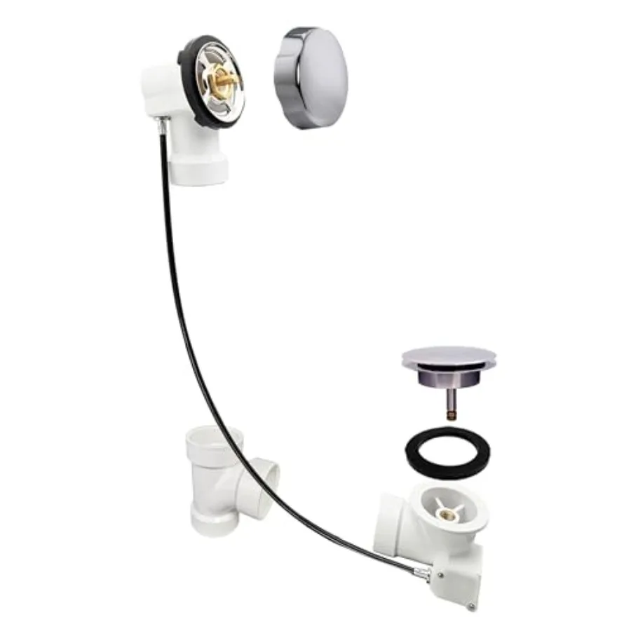 45" Cable Drive Standard Bath Drain Trim Kit with Rotary Overflow Cover Knob, Pop-Up Stopper and Sch. 40 PVC Fittings
45" Cable Drive Standard Bath Drain Trim Kit with Rotary Overflow Cover Knob, Pop-Up Stopper and Sch. 40 PVC Fittings