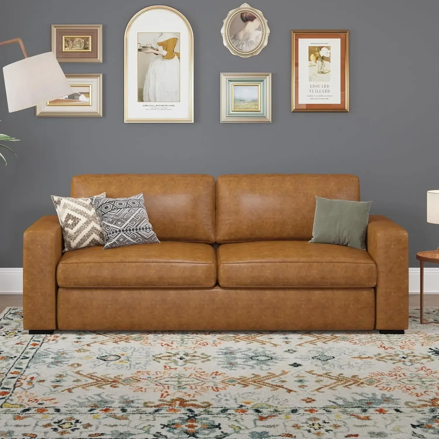 Faux Leather Couch with Padded Cushions, Mid-Century Modern Sofa with Extra Deep Seats, Sofa Couch for Living Room
Faux Leather Couch with Padded Cushions, Mid-Century Modern Sofa with Extra Deep Seats, Sofa Couch for Living Room