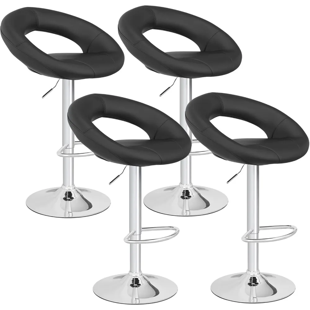 Height Adjustable Bar Stools Set of 4, Swivel Counter Stools w/Hollow Back & Footrest, Heavy-Duty Metal Frame Upholstered Pub St
Height Adjustable Bar Stools Set of 4, Swivel Counter Stools w/Hollow Back & Footrest, Heavy-Duty Metal Frame Upholstered Pub St