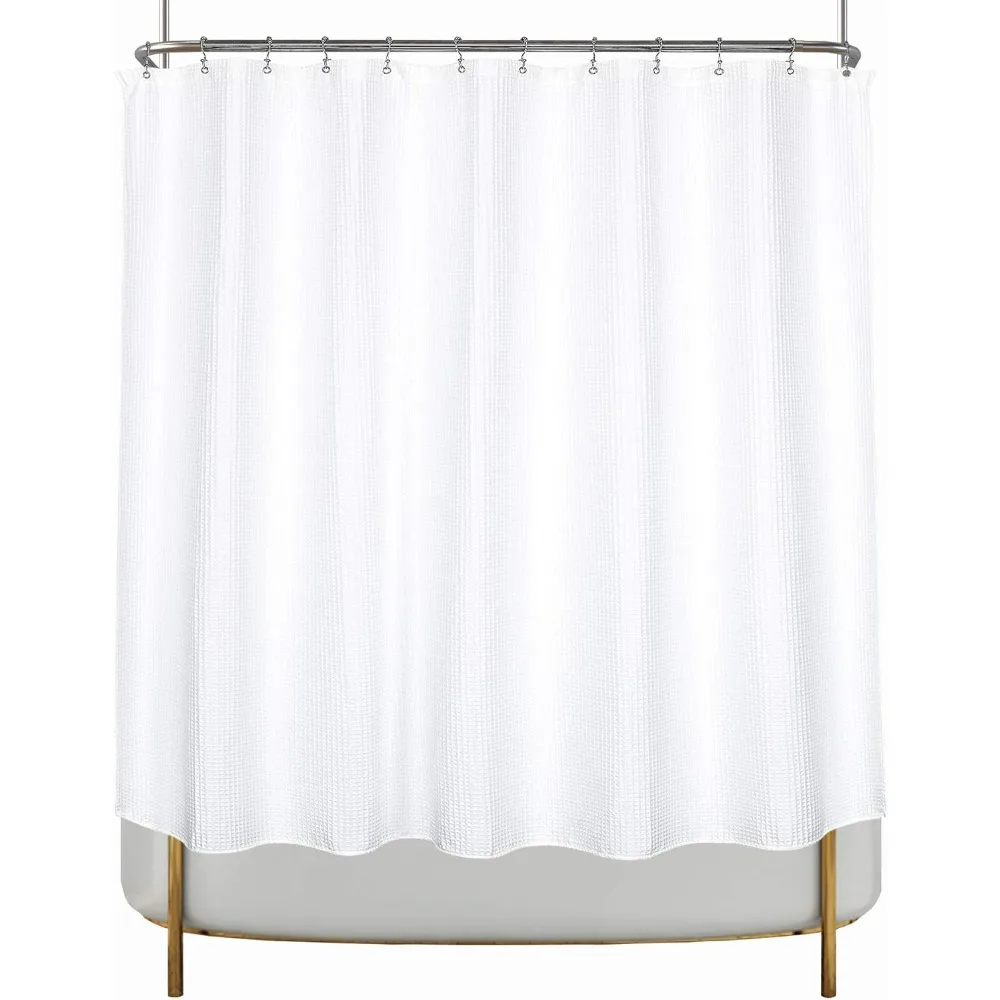 Tub Cotton Waffle Shower Curtain 180 x 70 Set with PEVA Liner and 36 Metal Hooks - White, Shower Curtains
Tub Cotton Waffle Shower Curtain 180 x 70 Set with PEVA Liner and 36 Metal Hooks - White, Shower Curtains