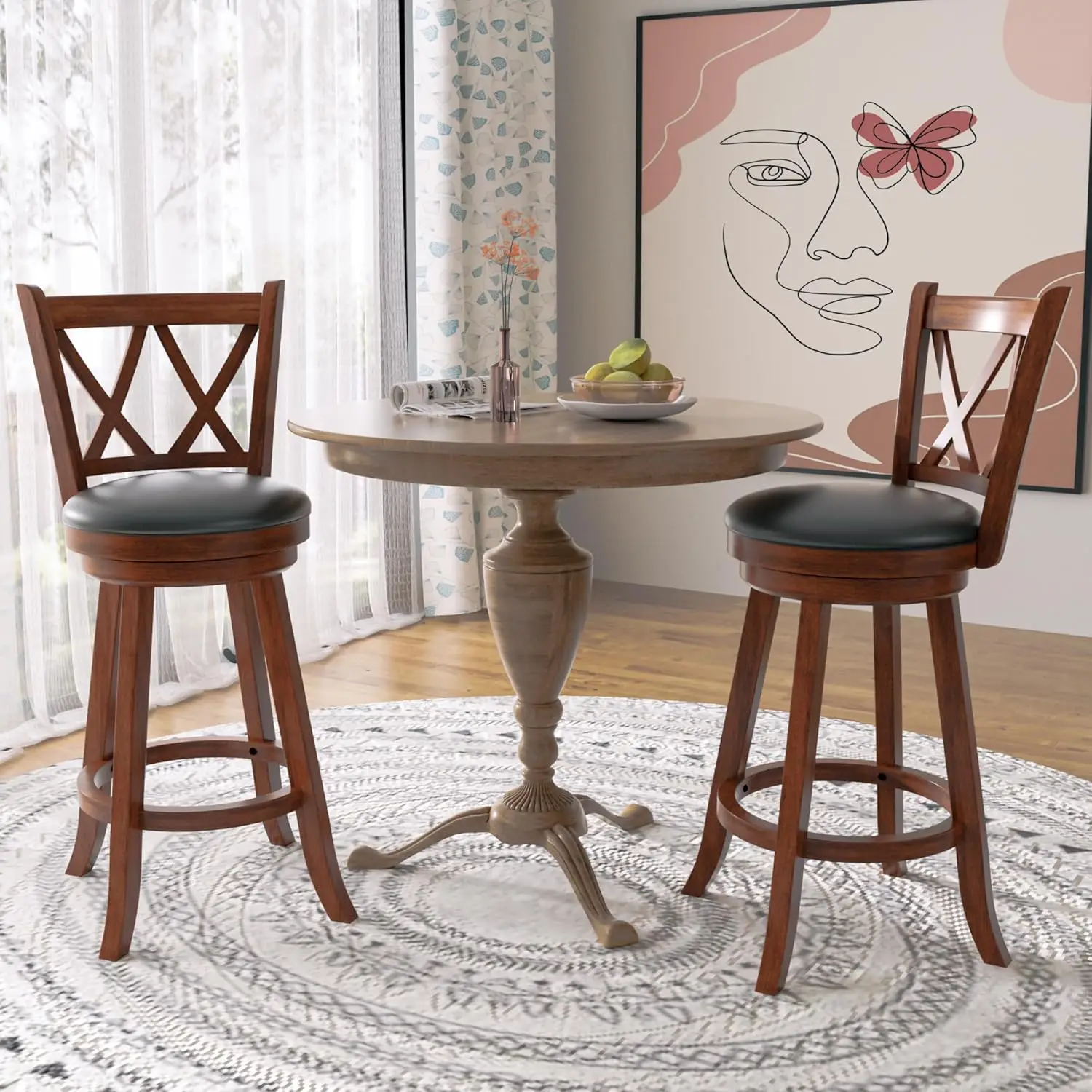 Bar Stools , Seat Height Counter Height Swivel Barstools with PVC Cushioned Seat, Upholstered 360 Degree Swivel Bar Chair
Bar Stools , Seat Height Counter Height Swivel Barstools with PVC Cushioned Seat, Upholstered 360 Degree Swivel Bar Chair