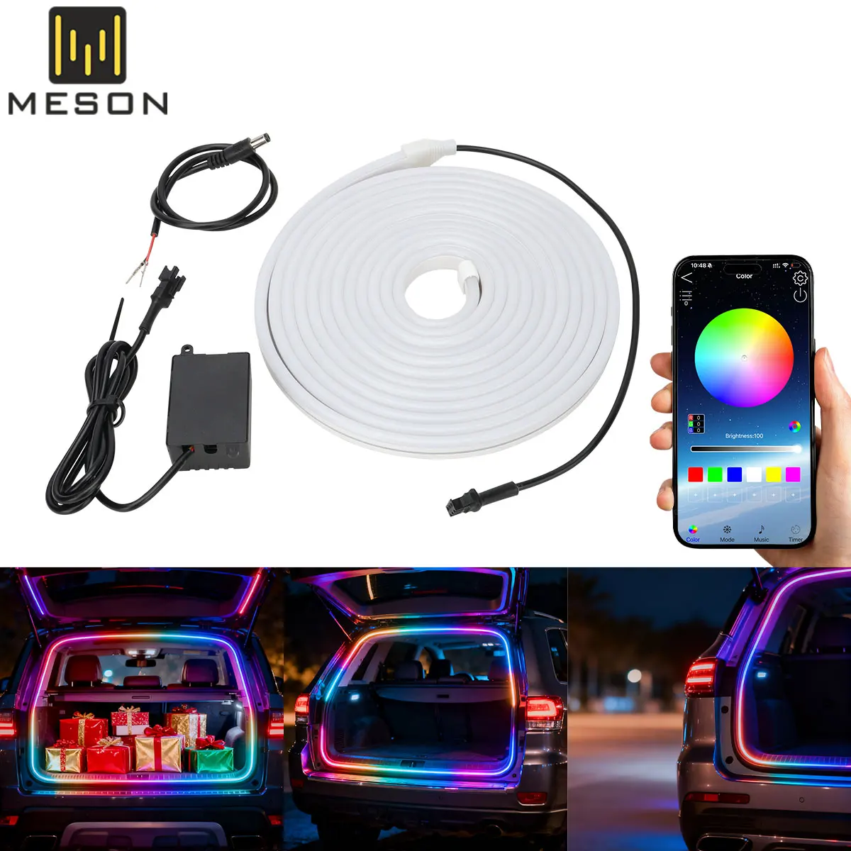 4M Car Rear Trunk LED Ambient Light Strip Flexible Interior Decoration RGB Colorful Neon Atmosphere APP Control Car Accessories
4M Car Rear Trunk LED Ambient Light Strip Flexible Interior Decoration RGB Colorful Neon Atmosphere APP Control Car Accessories