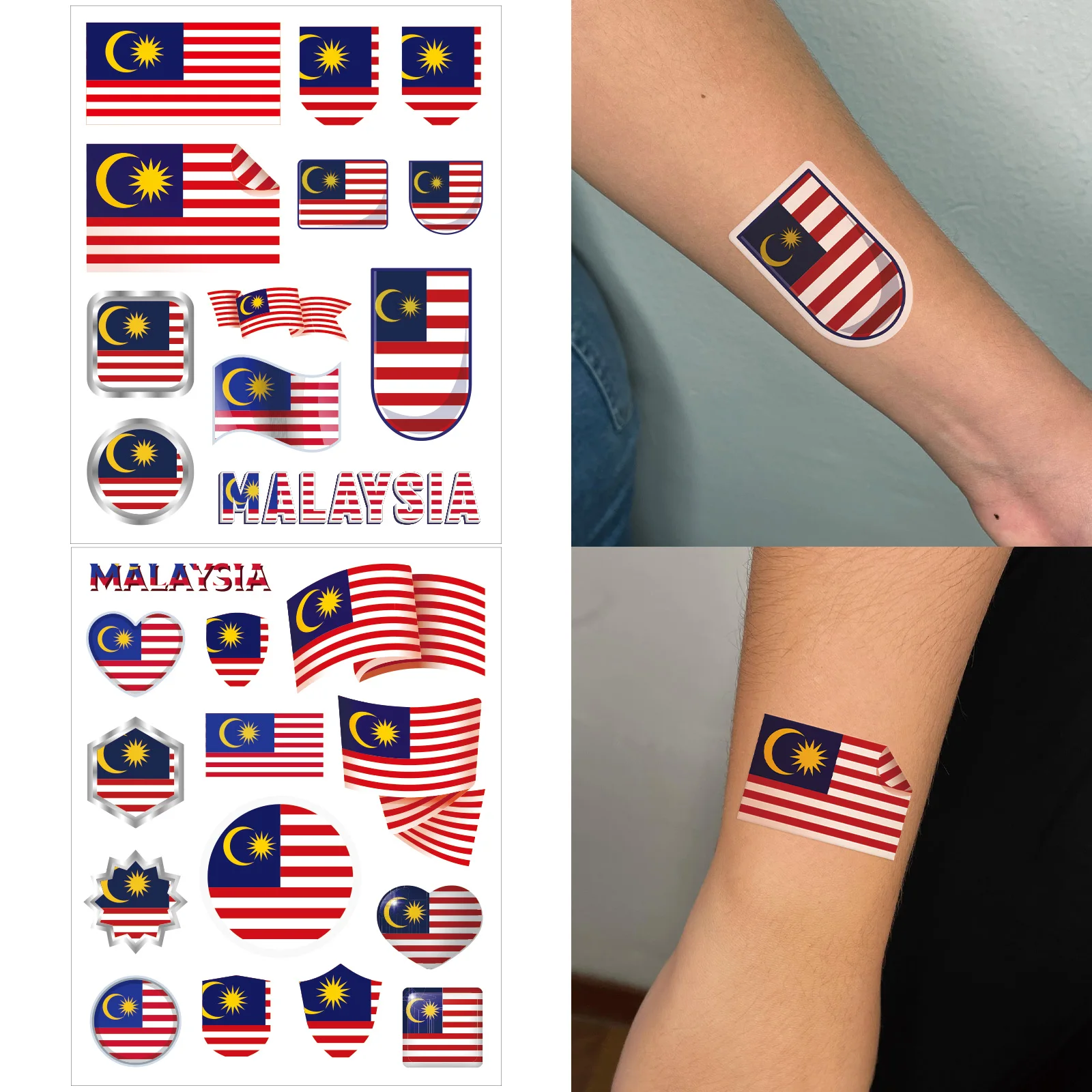 2pcs Malaysia National Flag Temporary Tattoo Stickers Patriotic Party Fans Arm Tattoo Body Art for Women Men National Day Decor
2pcs Malaysia National Flag Temporary Tattoo Stickers Patriotic Party Fans Arm Tattoo Body Art for Women Men National Day Decor