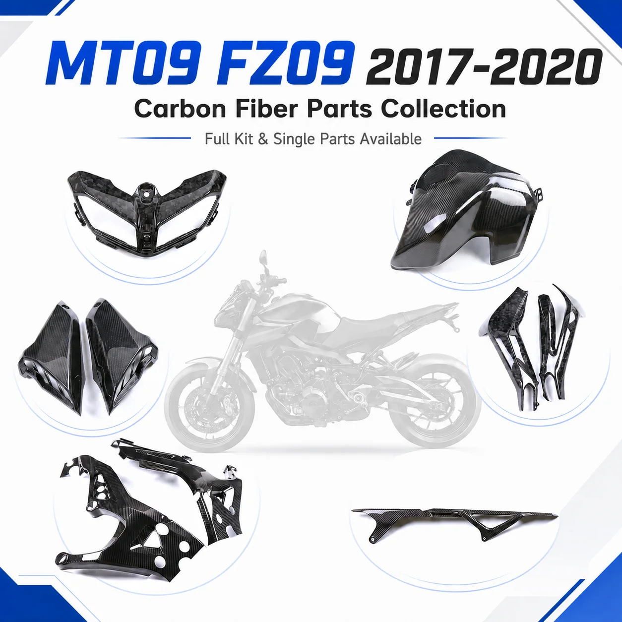 Tank Cover Side Panels Frame Cover Chain Guard Rear Fender Carbon Fiber Full Body Kit for Yamaha MT09 FZ09 2017-2020 Accessories
Tank Cover Side Panels Frame Cover Chain Guard Rear Fender Carbon Fiber Full Body Kit for Yamaha MT09 FZ09 2017-2020 Accessories