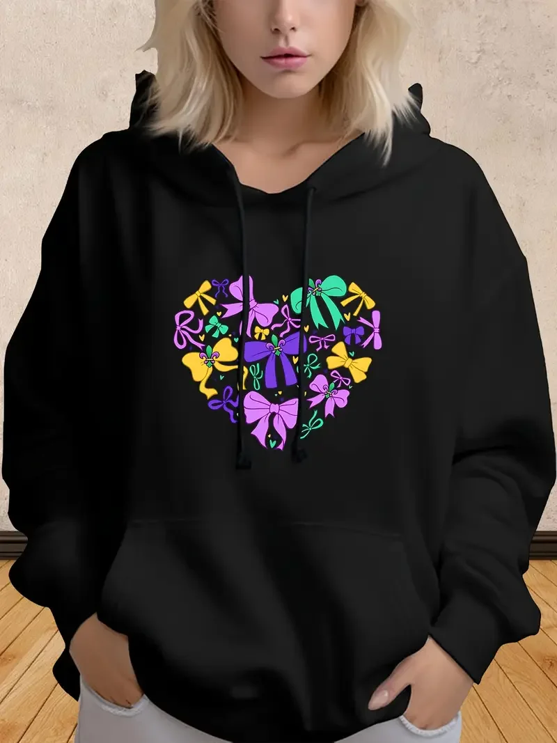 Coquette Mardi Gras Heart Print Drawstring Hoodie Casual Plus Size Long Sleeve Tops Pocket Women's Clothing Sweatshirt 550g
Coquette Mardi Gras Heart Print Drawstring Hoodie Casual Plus Size Long Sleeve Tops Pocket Women's Clothing Sweatshirt 550g