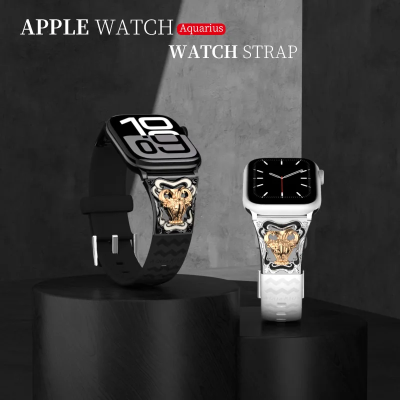 Suitable For Apple watch10/9/8/7/6/5/4 series Aquarius metal hollow relief silicone watch strap 38/40/41/42/44/45/46/ultra 49mm
Suitable For Apple watch10/9/8/7/6/5/4 series Aquarius metal hollow relief silicone watch strap 38/40/41/42/44/45/46/ultra 49mm