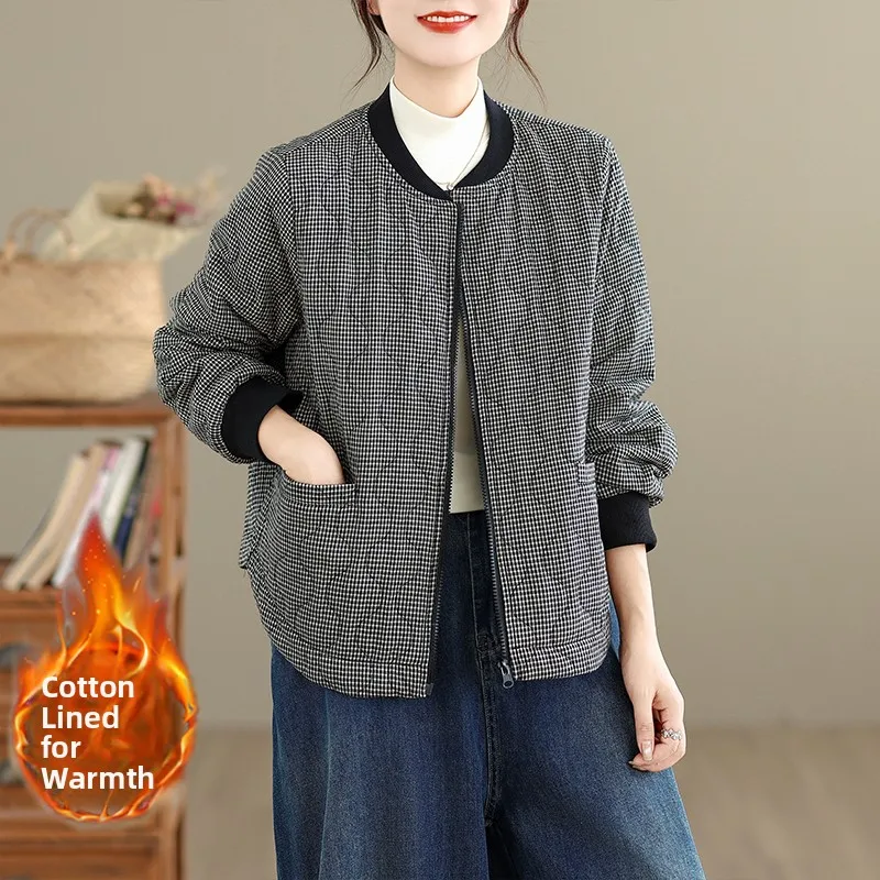 Korean Style Women's Cotton Jacket Warm Baseball Coat Casual Versatile Checkered Pattern Winter Fashion Outerwear Top
Korean Style Women's Cotton Jacket Warm Baseball Coat Casual Versatile Checkered Pattern Winter Fashion Outerwear Top
