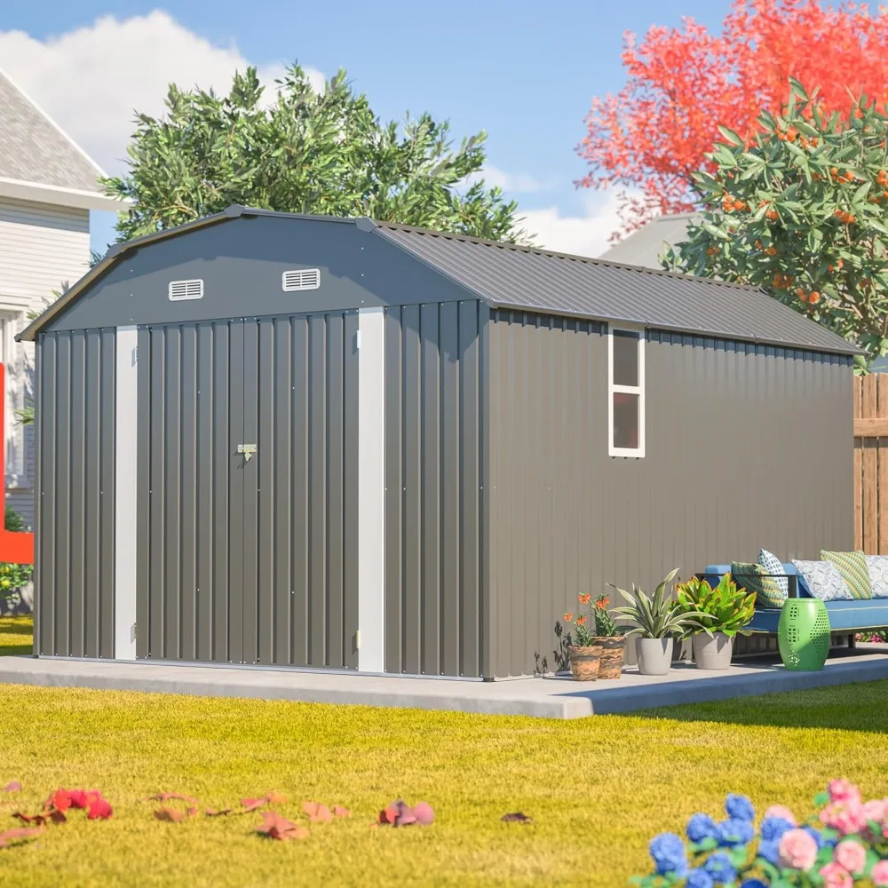 10x12 FT Metal Storage Shed with Floor Frame, Heavy-Duty Outdoor Storage Building with Diamond Roof, 4 Air Vents.
10x12 FT Metal Storage Shed with Floor Frame, Heavy-Duty Outdoor Storage Building with Diamond Roof, 4 Air Vents.