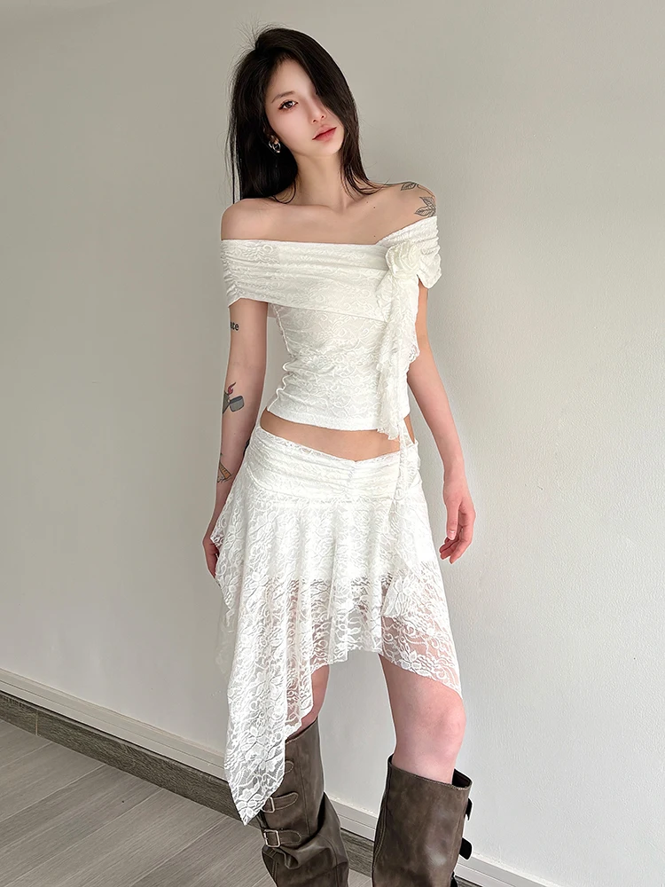 Weird Puss Beautiful Women's Faion Set with One-oulder Flower Decoration f Skirt Irregular Top for Young Ladies
Weird Puss Beautiful Women's Faion Set with One-oulder Flower Decoration f Skirt Irregular Top for Young Ladies