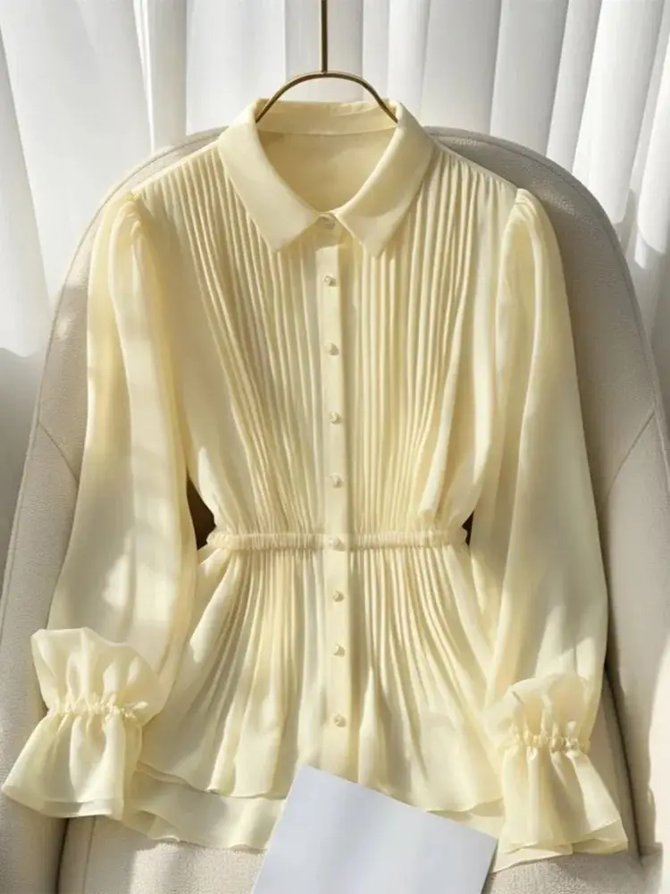 Женская шифоновая блузка, осень 2023, новинка во французском стиле, элегантный топ, модная офисная рубашка, блузка с галстуком-бабочкой и v-образным вырезом
Женская шифоновая блузка, осень 2023, новинка во французском стиле, элегантный топ, модная офисная рубашка, блузка с галстуком-бабочкой и v-образным вырезом