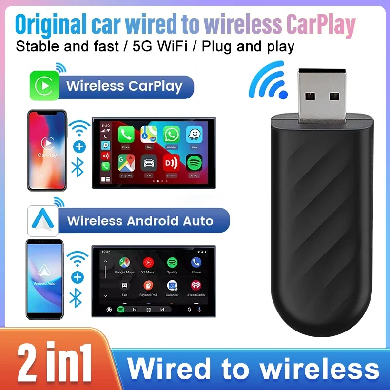 Universal 2 in1 Wireless Adapter Wireless CarPlay Android Auto Adapter Smart Mini Box Plug And Play WiFi Fast Connect For VW Kia
Universal 2 in1 Wireless Adapter Wireless CarPlay Android Auto Adapter Smart Mini Box Plug And Play WiFi Fast Connect For VW Kia