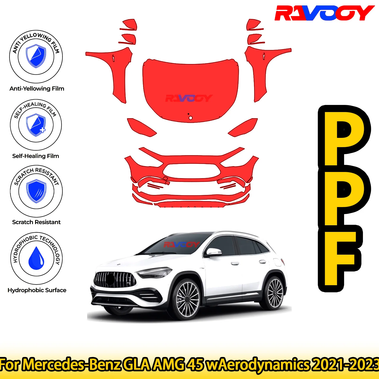 For Mercedes-Benz GLA AMG 45 wAerodynamics 2021-2023 Glossy Matte Black Precut front PPF Kit Paint Protection Film
For Mercedes-Benz GLA AMG 45 wAerodynamics 2021-2023 Glossy Matte Black Precut front PPF Kit Paint Protection Film