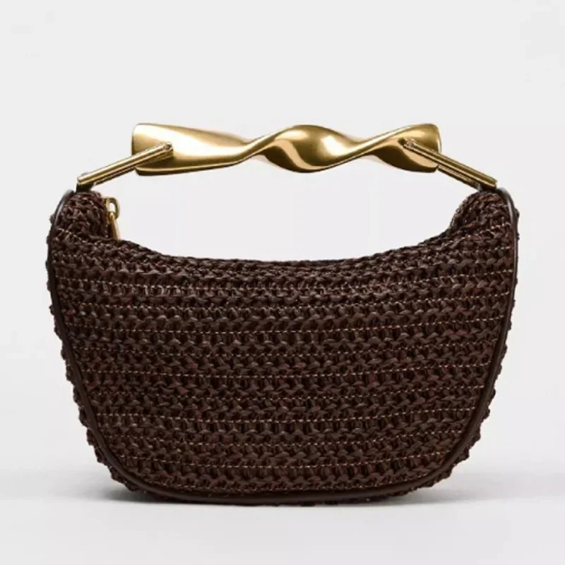 Summer Rattan Half-Moon Straw Shoulder Bag Beach Women's Metal Handle Bag Purse Woven Straw Handbags Casual Tote Crossbody Bag
Summer Rattan Half-Moon Straw Shoulder Bag Beach Women's Metal Handle Bag Purse Woven Straw Handbags Casual Tote Crossbody Bag