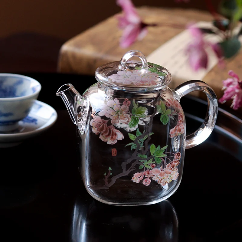 Hand painted glass teapot
Hand painted glass teapot