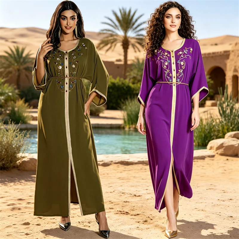 Fashion Abaya Women Muslim Dress Dubai Kaftan Diamonds Caftan Morocco Gown Islam Clothing Robe Femme Musulmane Vestidos Lounge
Fashion Abaya Women Muslim Dress Dubai Kaftan Diamonds Caftan Morocco Gown Islam Clothing Robe Femme Musulmane Vestidos Lounge