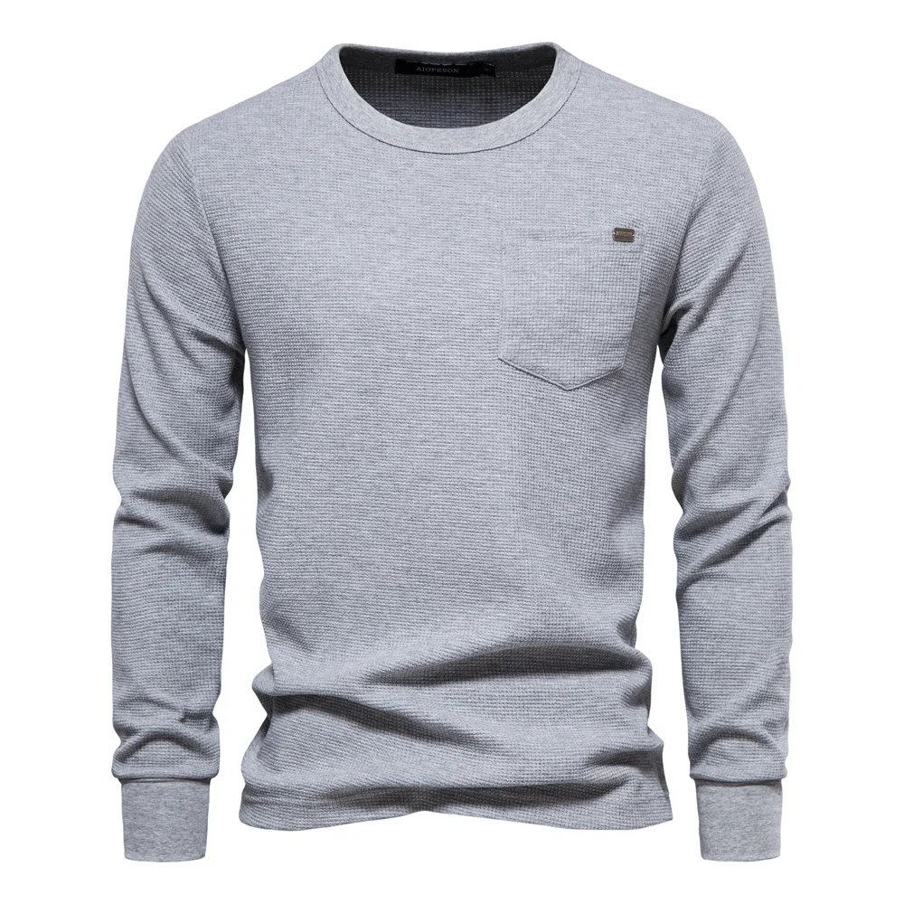 Waffle Cotton Solid Color Men Tshirts Single Pocket Long Sleeve Tee Shirts for Men New Spring Basic Breathable Tops Men
Waffle Cotton Solid Color Men Tshirts Single Pocket Long Sleeve Tee Shirts for Men New Spring Basic Breathable Tops Men
