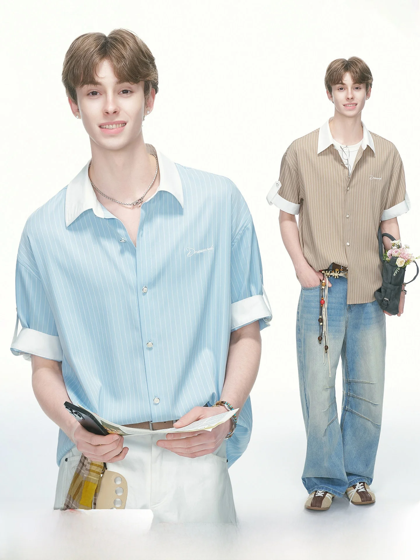 Blue Striped Short Sleeve Shirt Men's Summer Thin Anti-Wrinkle Fake Two-Piece Boys' Shirt Dream Made Breathable Comfortable P...
Blue Striped Short Sleeve Shirt Men's Summer Thin Anti-Wrinkle Fake Two-Piece Boys' Shirt Dream Made Breathable Comfortable P...