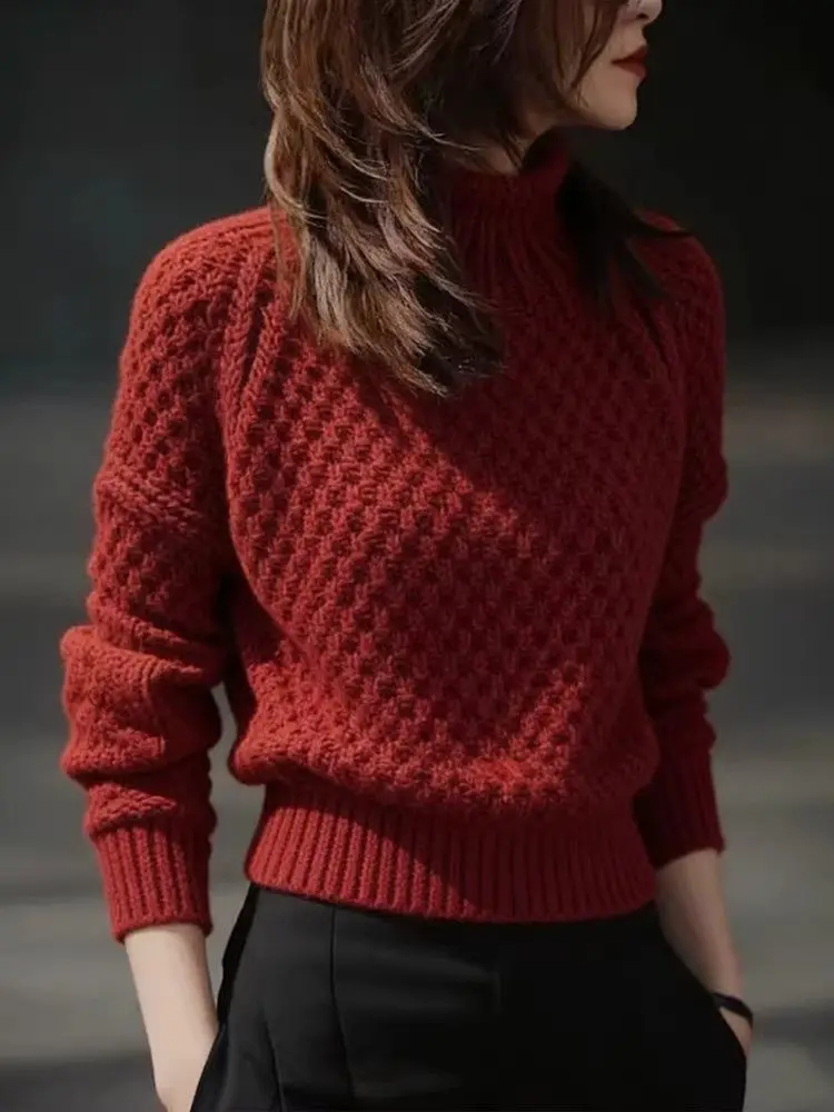 Red High Collar Loose Women's Knitwear Autumn Winter Slimming Faionable Inner Wear Comfortable Soft Medium Thin
Red High Collar Loose Women's Knitwear Autumn Winter Slimming Faionable Inner Wear Comfortable Soft Medium Thin