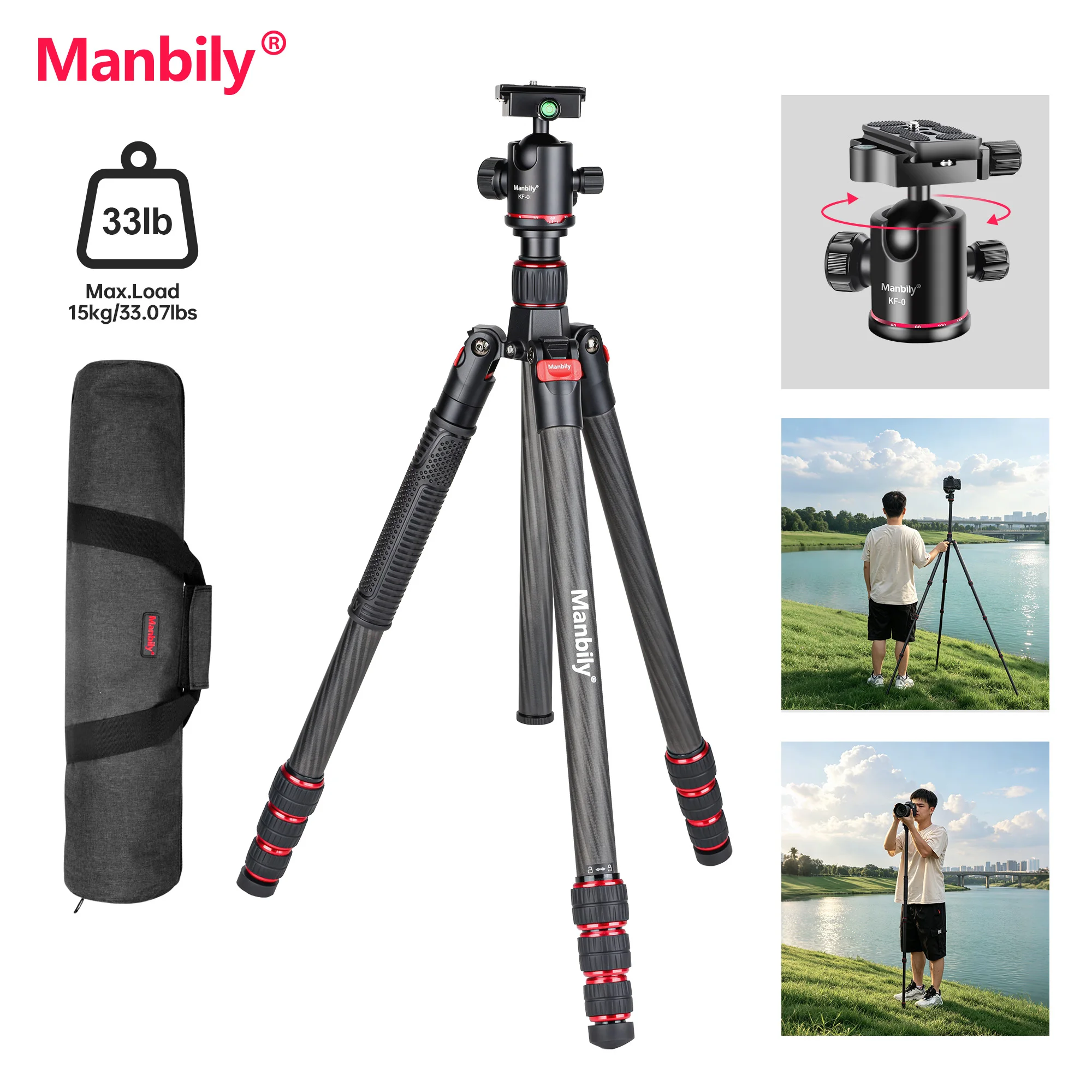 Manbily MC-284 Carbon Fiber Professional Camera Tripods Lightweight Photography Travel Tripod Max.Load 15kg/33.07 lbs
Manbily MC-284 Carbon Fiber Professional Camera Tripods Lightweight Photography Travel Tripod Max.Load 15kg/33.07 lbs
