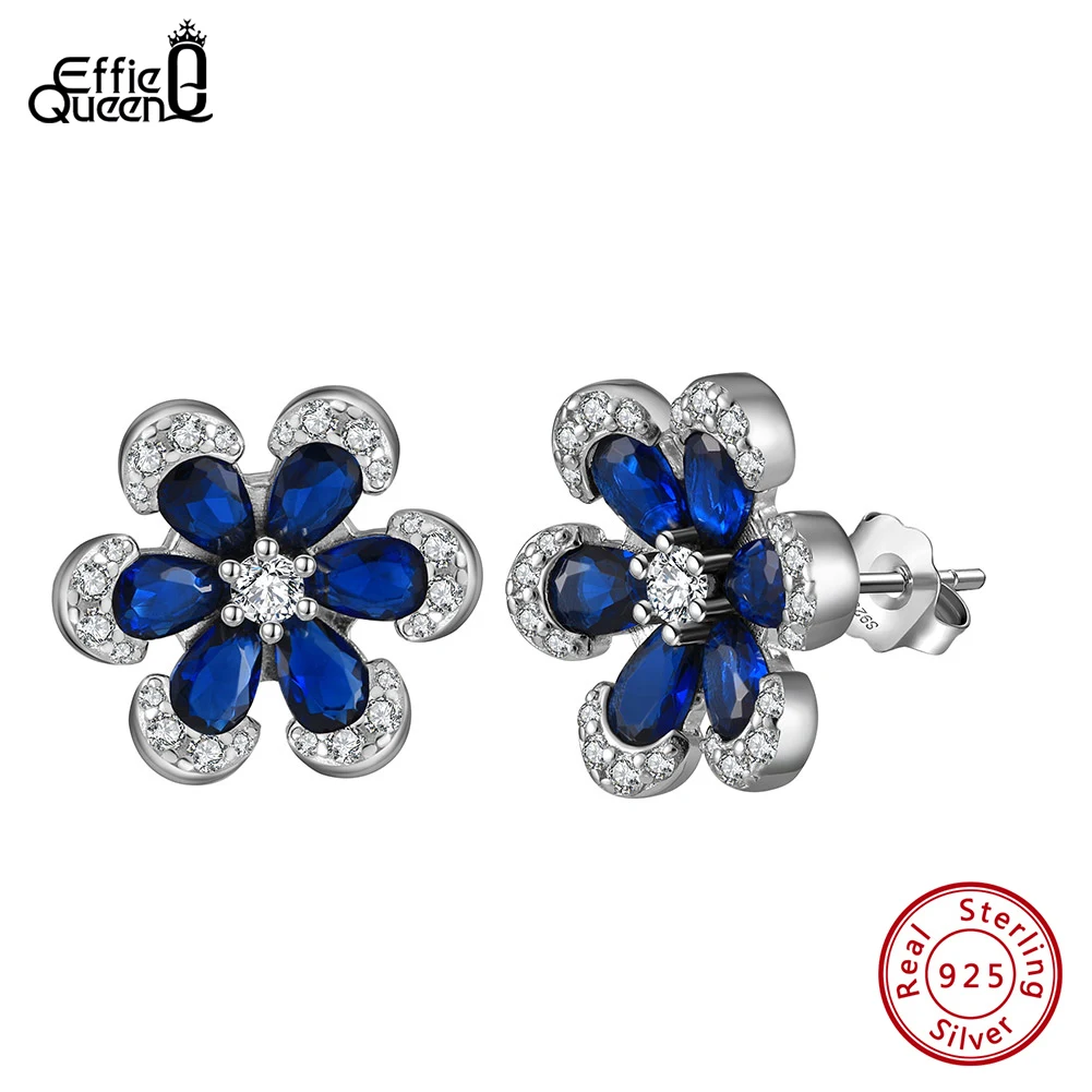 EFFIE QUEEN Blue Sapphire Flower Stud Earrings for Women Full Diamond Sparkling Zircon Wedding Jewelry Pure 925 Silver LZE21
EFFIE QUEEN Blue Sapphire Flower Stud Earrings for Women Full Diamond Sparkling Zircon Wedding Jewelry Pure 925 Silver LZE21