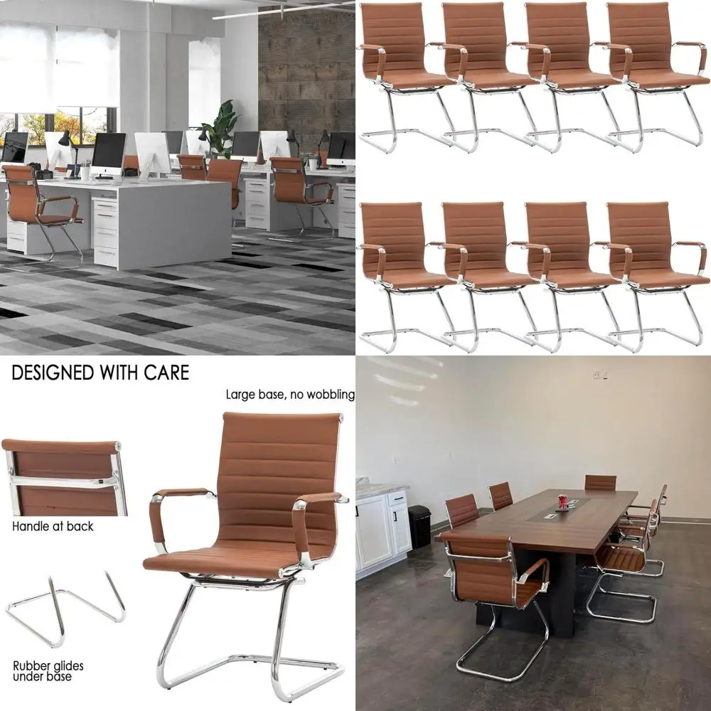 Набор из 8 офисных стульев, искусственная кожа, без колес, регулируемое основание, подходит для школы, приема, конференций, комнат ожидания
Набор из 8 офисных стульев, искусственная кожа, без колес, регулируемое основание, подходит для школы, приема, конференций, комнат ожидания