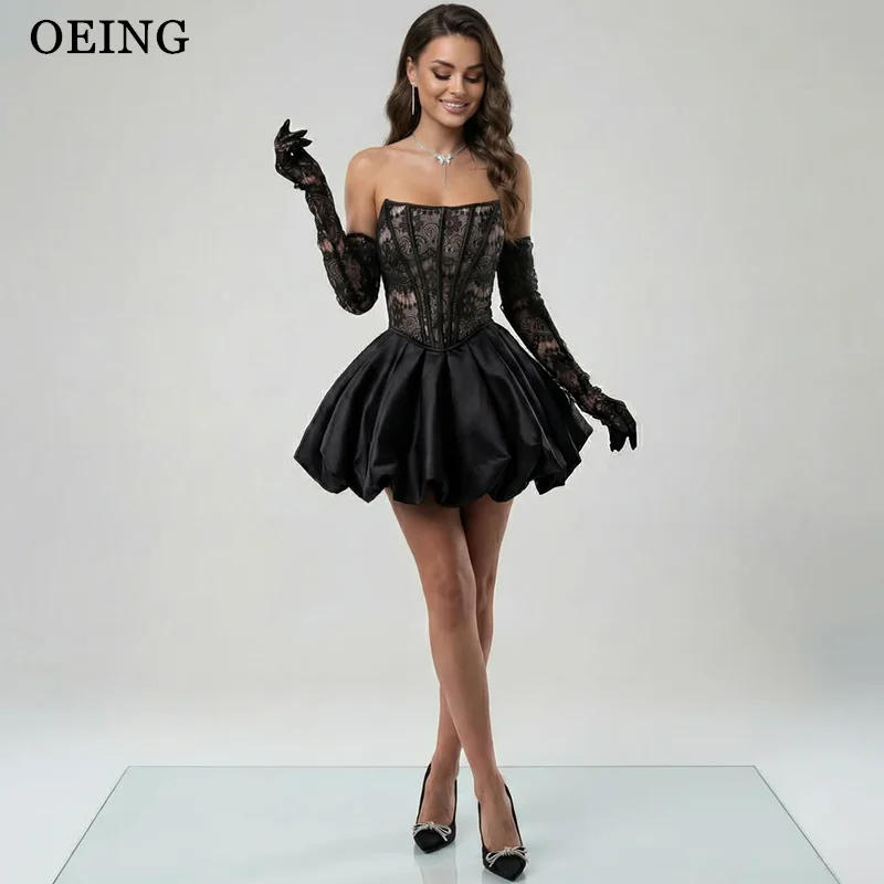 OEING Sexy Black A-Line Cocktail Dress Strapless Lace Satin Bubble Mini Party Dress Draped Prom Dress Clubwear 2026 Customized
OEING Sexy Black A-Line Cocktail Dress Strapless Lace Satin Bubble Mini Party Dress Draped Prom Dress Clubwear 2026 Customized