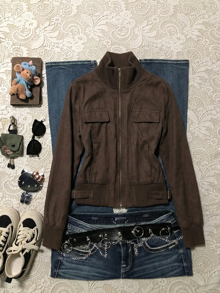 Brown Vintage Stand Collar Jaet Women's Casual Sle Slim Fit Cotton Blend Long Sve Zipper Closure Color Spring Au...
Brown Vintage Stand Collar Jaet Women's Casual Sle Slim Fit Cotton Blend Long Sve Zipper Closure Color Spring Au...