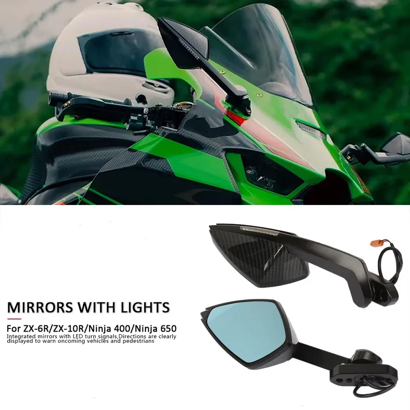 For Kawasaki ZX-6R ZX-10R Mirrors Motorcycle Accessories Rearview Mirrors With Turn Signals LED Ninja 400 NINJA 650
For Kawasaki ZX-6R ZX-10R Mirrors Motorcycle Accessories Rearview Mirrors With Turn Signals LED Ninja 400 NINJA 650