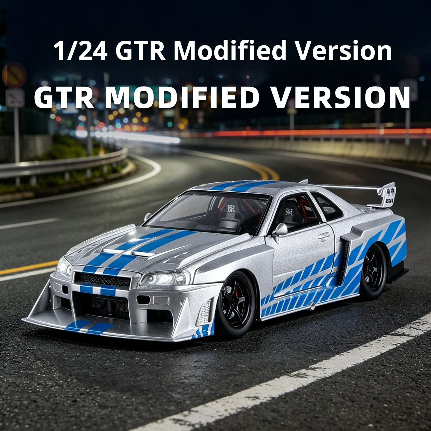 1:24 GTR Modified SKYLINE Supercar Alloy Car Die-cast Metal Vehicle Model Sound Light Toys Boy Gifts Collection Fast Furious
1:24 GTR Modified SKYLINE Supercar Alloy Car Die-cast Metal Vehicle Model Sound Light Toys Boy Gifts Collection Fast Furious