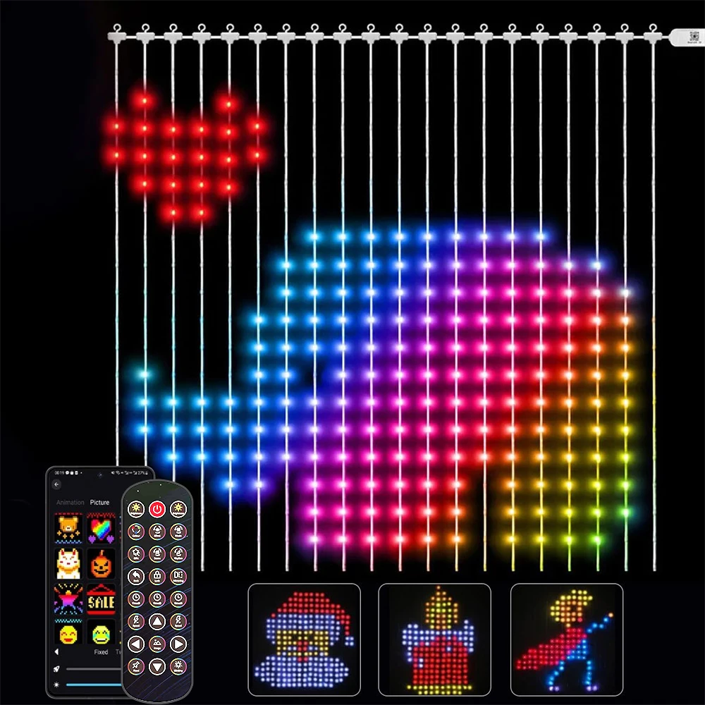 LED Smart RGB Curtain Lights APP Control Fairy Light Garland DIY Picture Display Party Wedding Window Decor Garden Party
LED Smart RGB Curtain Lights APP Control Fairy Light Garland DIY Picture Display Party Wedding Window Decor Garden Party