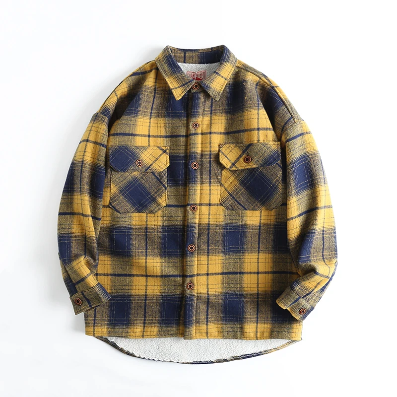 Thiened Flannel Cosite Lamb Velvet Plaid irt Men's Tagl Loose Coat Trendy Long Sve Youth Winter Faion irt
Thiened Flannel Cosite Lamb Velvet Plaid irt Men's Tagl Loose Coat Trendy Long Sve Youth Winter Faion irt