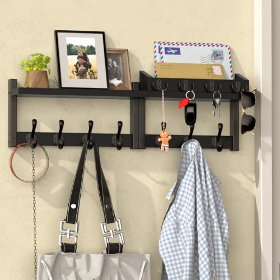29'' Coat Rack Wall Mount with Shelf Solid Wood Coat and Key Hanger with 11 Metal Hooks Farmhouse Wall Organizer for Mail Entry
29'' Coat Rack Wall Mount with Shelf Solid Wood Coat and Key Hanger with 11 Metal Hooks Farmhouse Wall Organizer for Mail Entry