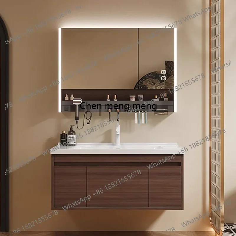F150 Walnut-colored ceramic integrated basin, bathroom cabinet combination, sink storage mirror, multi-functional intelligence
F150 Walnut-colored ceramic integrated basin, bathroom cabinet combination, sink storage mirror, multi-functional intelligence