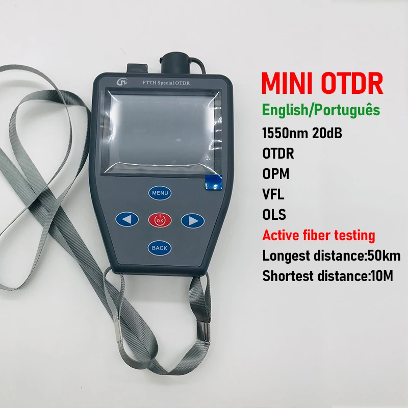 Mini OTDR Multifunction Fiber Optic Reflectometer with Touch Screen, OPM, VFL, OLS,For 50km Ethernet Cable Tester, 1550nm, 20dB
Mini OTDR Multifunction Fiber Optic Reflectometer with Touch Screen, OPM, VFL, OLS,For 50km Ethernet Cable Tester, 1550nm, 20dB