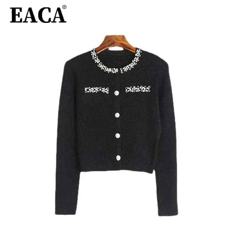 EACA Temperament Solid Color 2025 Early Spring New Round Neck Knitted Versatile Women's Cardigan Look Thin Short Coat
EACA Temperament Solid Color 2025 Early Spring New Round Neck Knitted Versatile Women's Cardigan Look Thin Short Coat