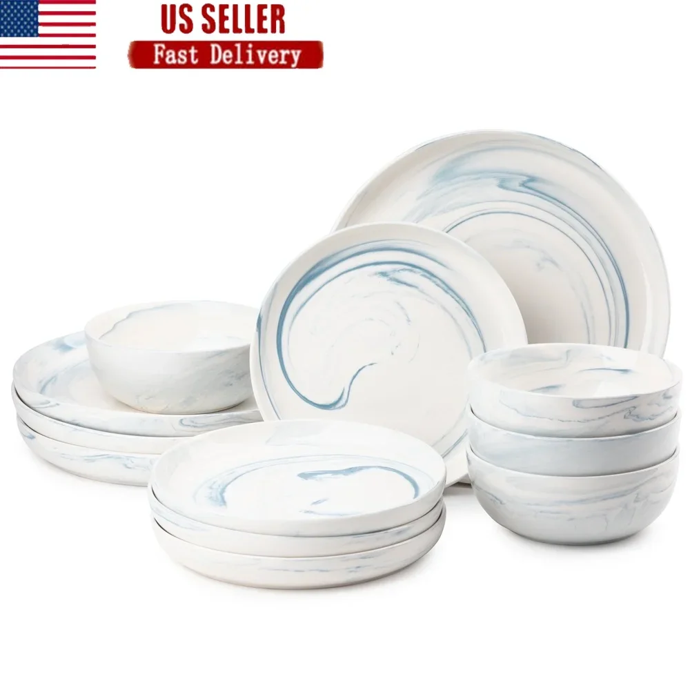 12 Piece Blue Marble Stoneware Dinnerware Set Microwave Safe Dishwasher Safe Kitchen Tableware TT0302
12 Piece Blue Marble Stoneware Dinnerware Set Microwave Safe Dishwasher Safe Kitchen Tableware TT0302