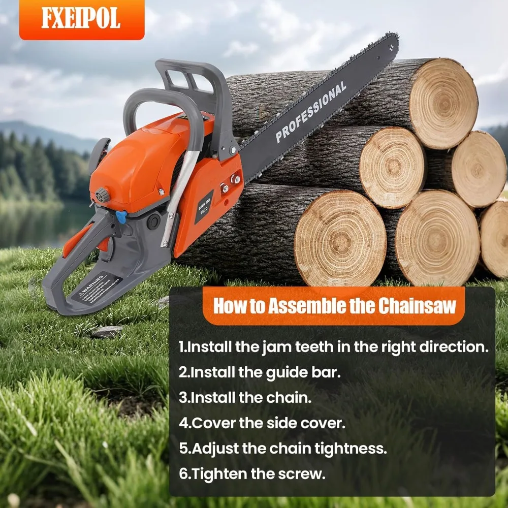 Бензопила с газовым приводом, 22-дюймовая 2-тактная бензиновая бензопила 60CC с перчатками и очками, станок для резки древесины для дома и сада, ранчо
Бензопила с газовым приводом, 22-дюймовая 2-тактная бензиновая бензопила 60CC с перчатками и очками, станок для резки древесины для дома и сада, ранчо